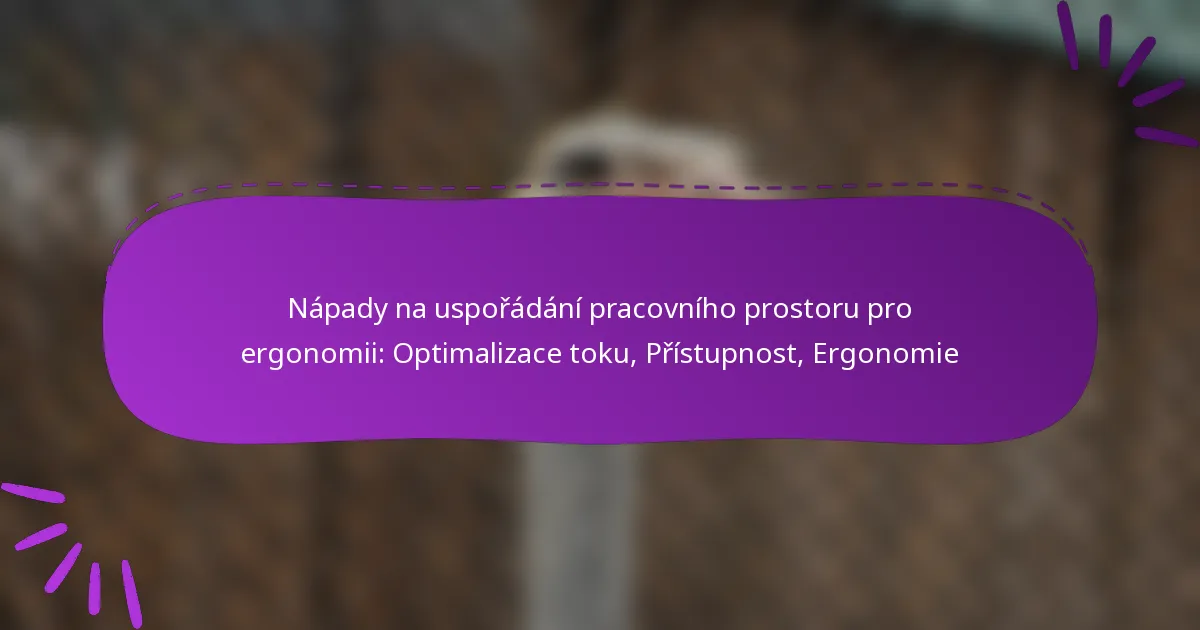 Nápady na uspořádání pracovního prostoru pro ergonomii: Optimalizace toku, Přístupnost, Ergonomie
