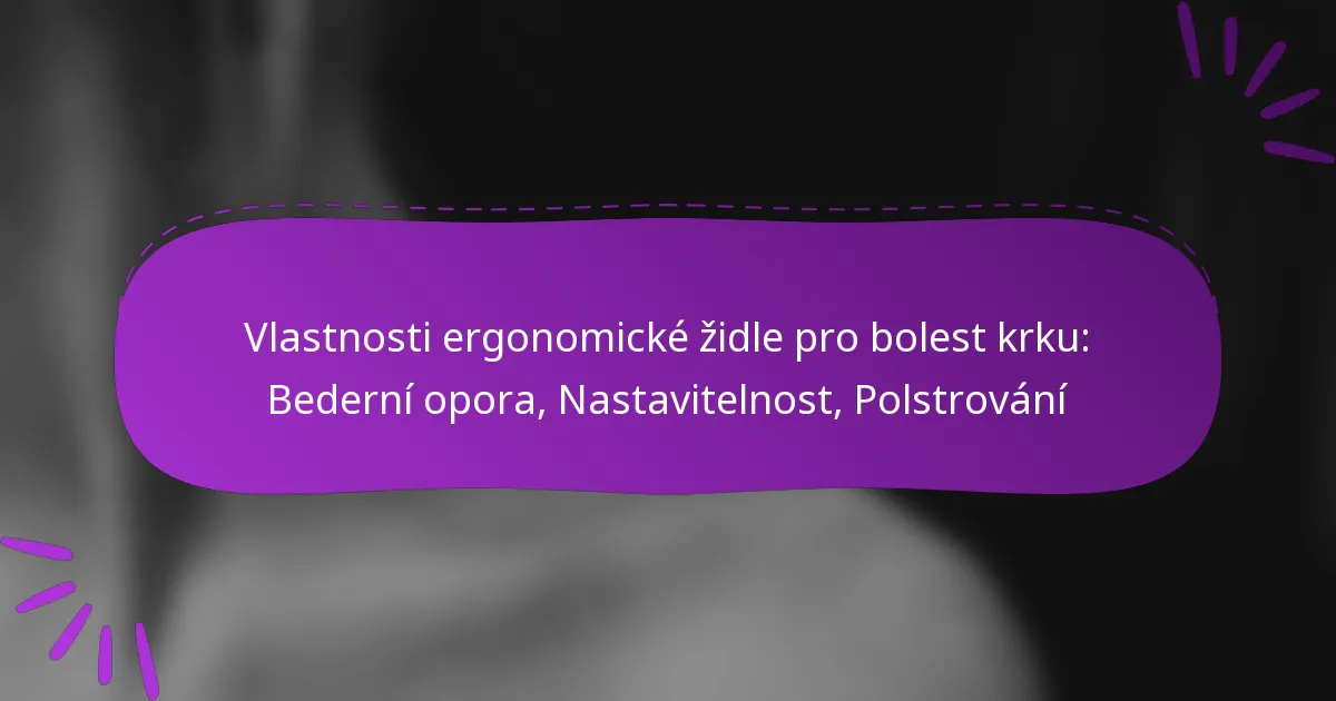 Vlastnosti ergonomické židle pro bolest krku: Bederní opora, Nastavitelnost, Polstrování
