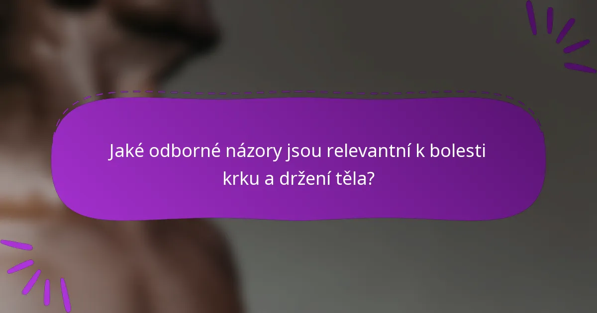 Jaké odborné názory jsou relevantní k bolesti krku a držení těla?