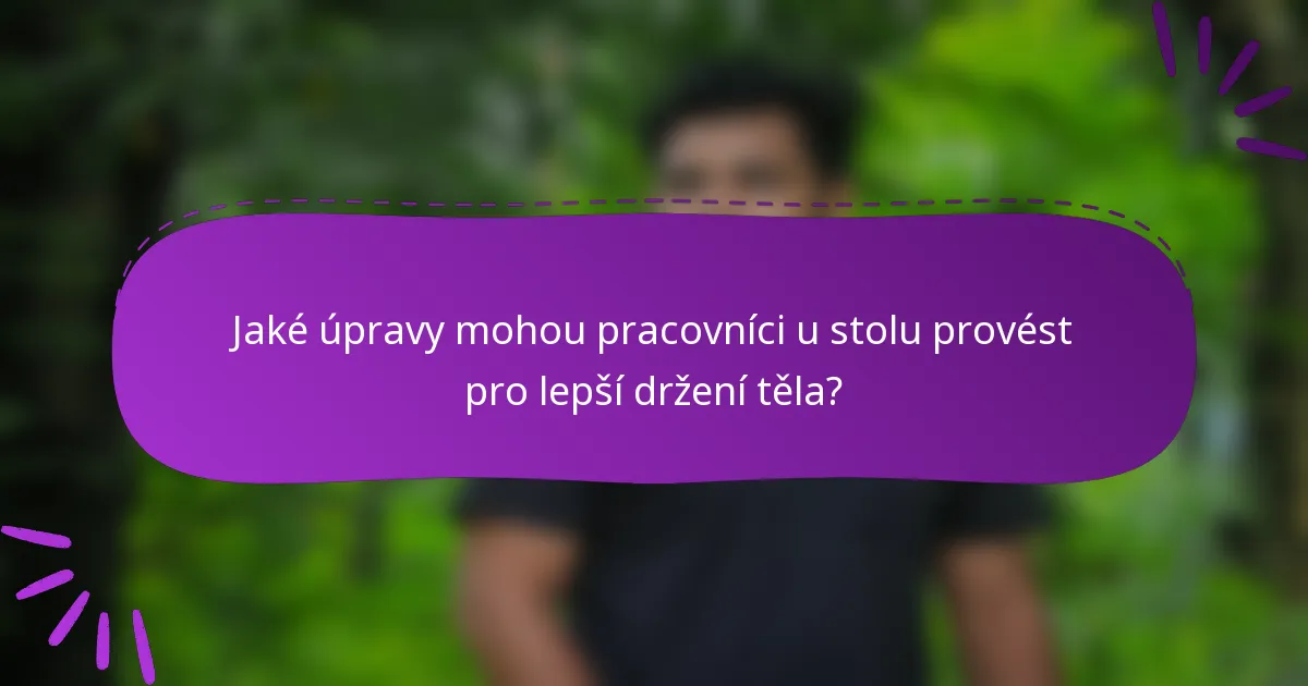 Jaké úpravy mohou pracovníci u stolu provést pro lepší držení těla?